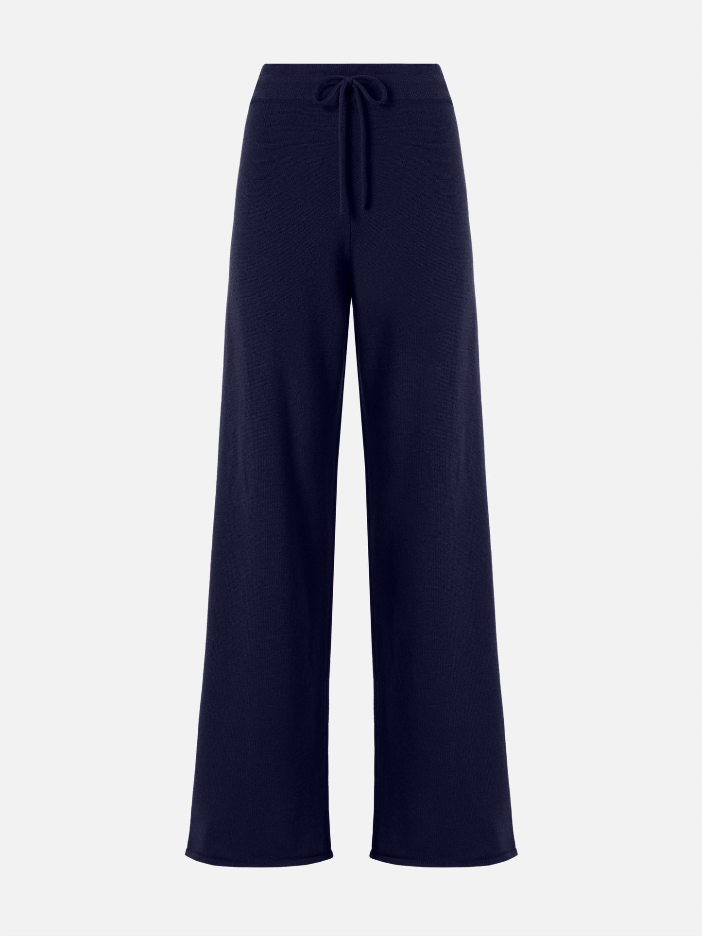 Cambon palazzo trousers in pure wool navy blue high waist with drawstring