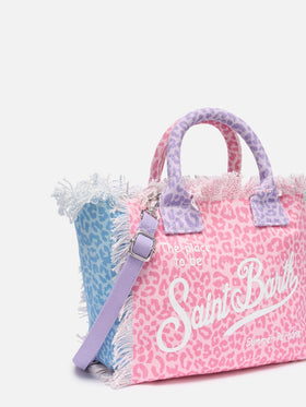 Colette cotton canvas handbag with multicolor animalier print