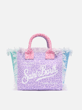 Colette cotton canvas handbag with multicolor animalier print