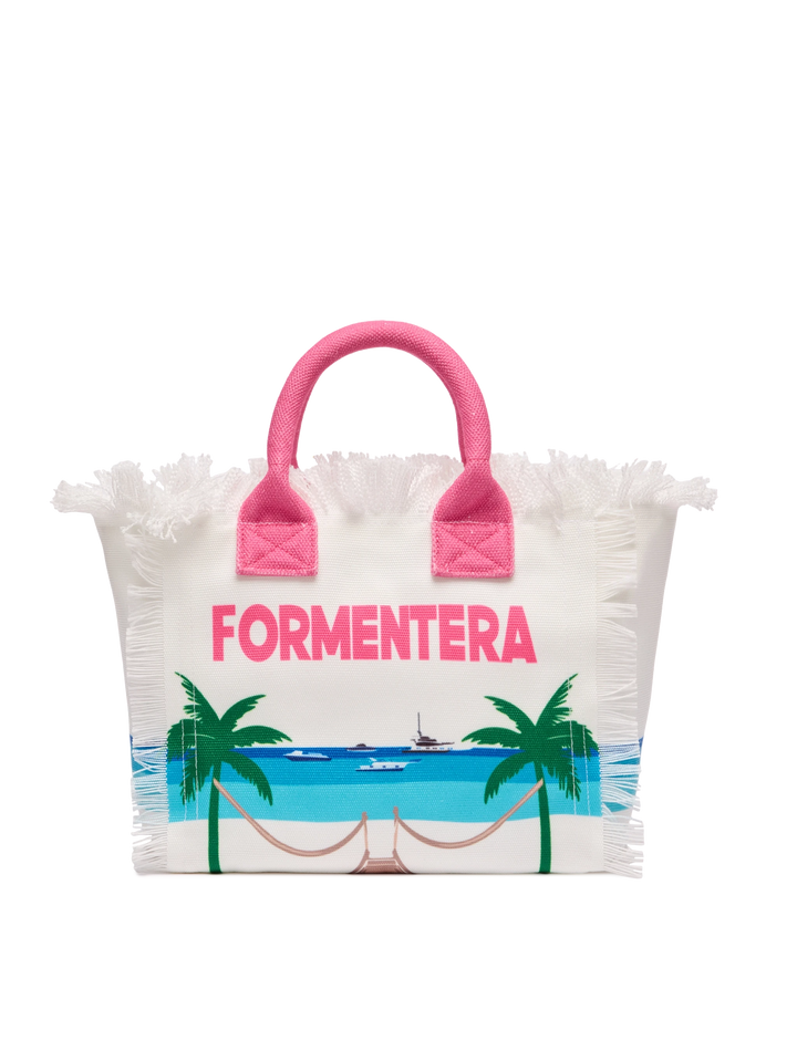 Colette cotton canvas handbag with Formentera postcard print - MC2 Saint Barth
