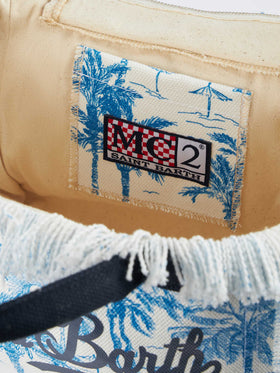 Colette cotton canvas handbag with toile de jouy print - MC2 Saint Barth