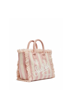 Colette Sponge light pink striped terry handbag - MC2 Saint Barth