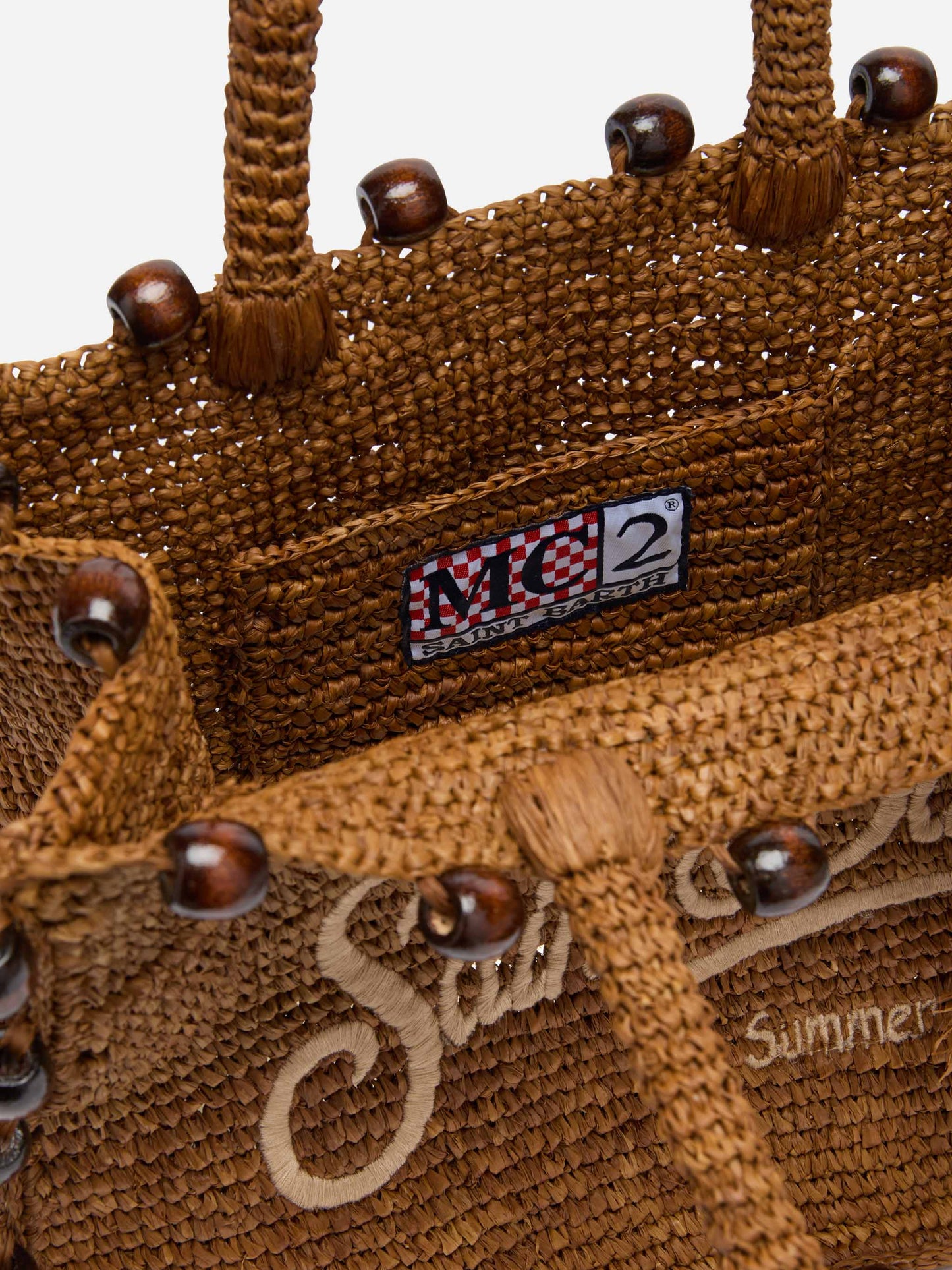 Colette Basttasche mit gesticktem Logo und aufgesetzten Perlen