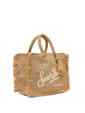 Colette Raffia handbag with logo embroidery and fringes - MC2 Saint Barth