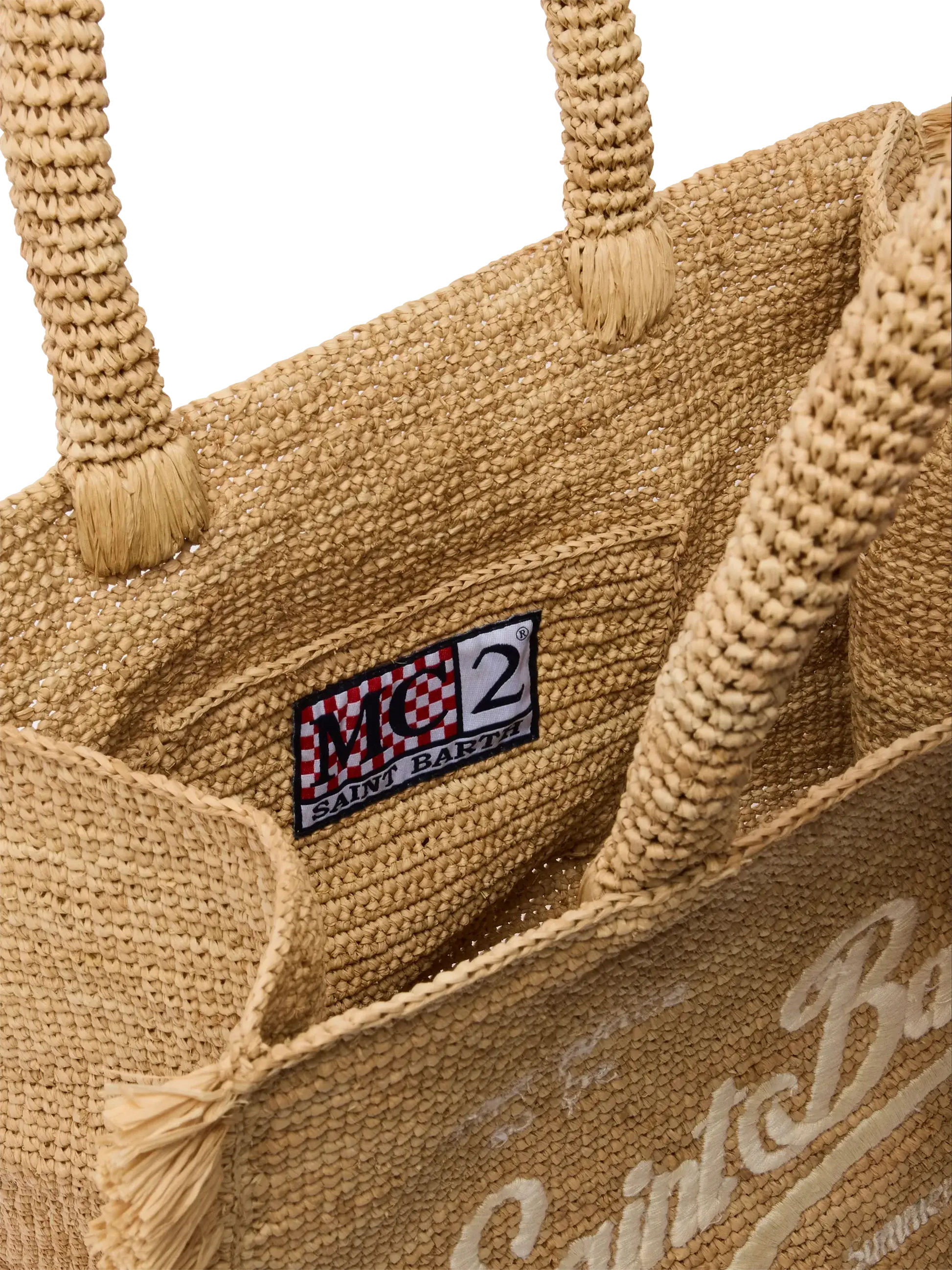 Colette Raffia handbag with logo embroidery and fringes - MC2 Saint Barth