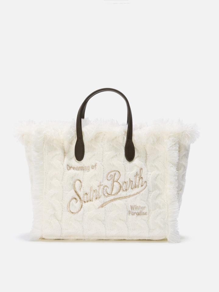 Borsa a mano Colette Wool Braid a trecce bianca