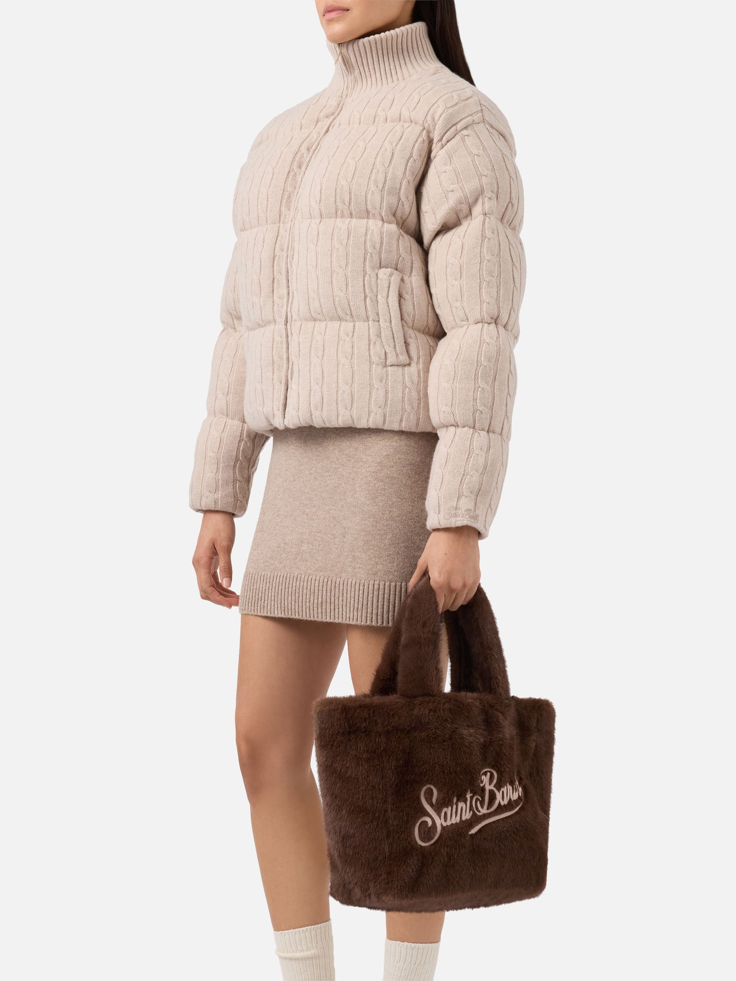 Colette Soft Handbag in brown faux fur