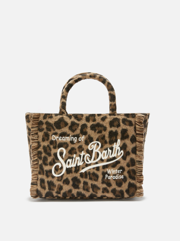 Borsa a mano Colette Felt in misto lana leopardata