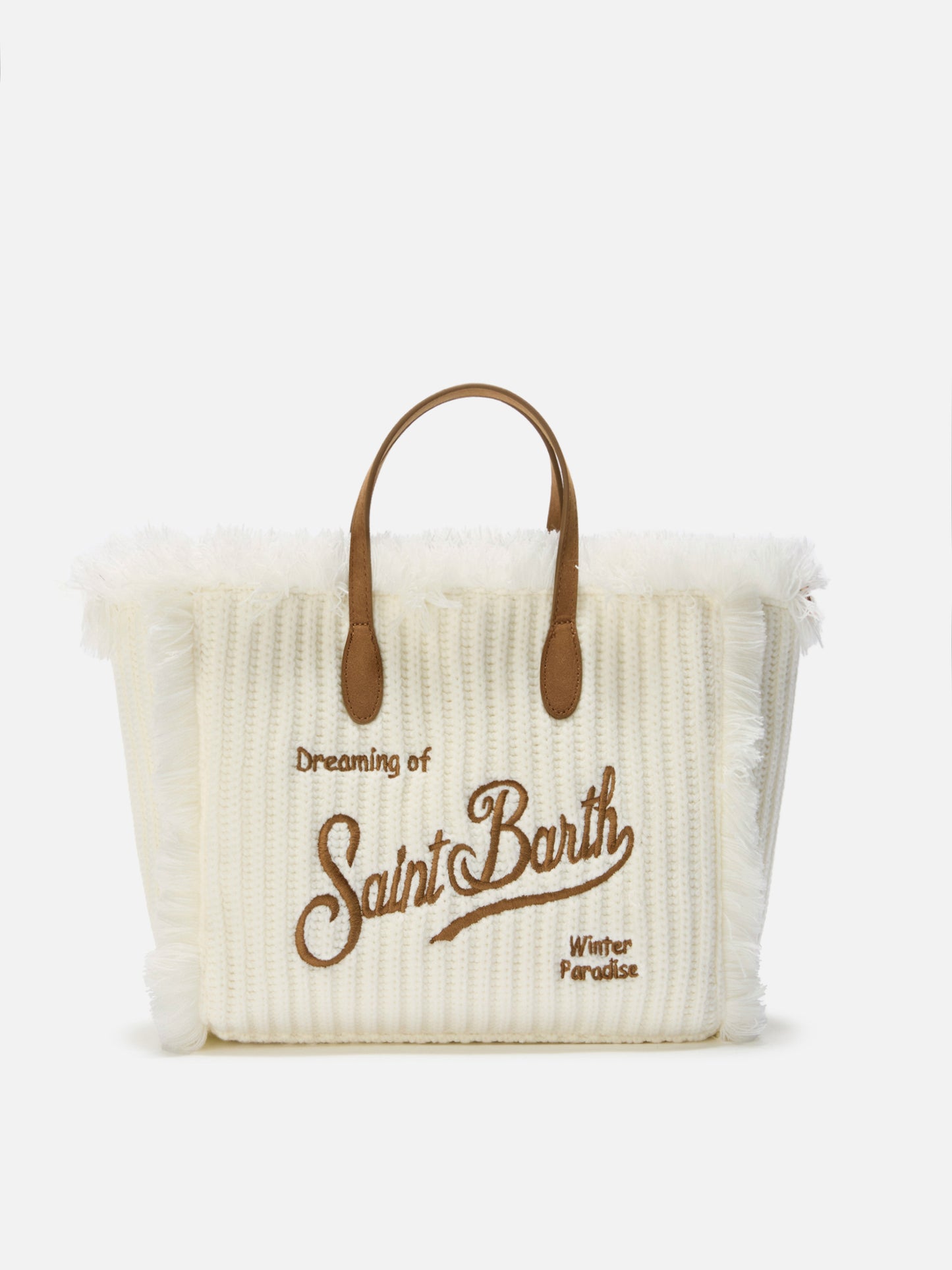 Colette Wool Rib Handbag in white braided wool blend