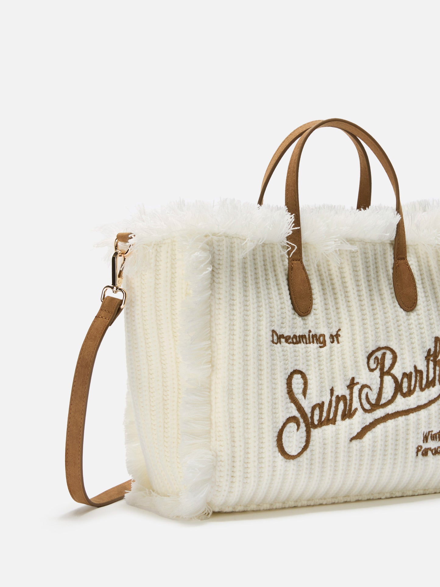 Colette Wool Rib Handbag in white braided wool blend