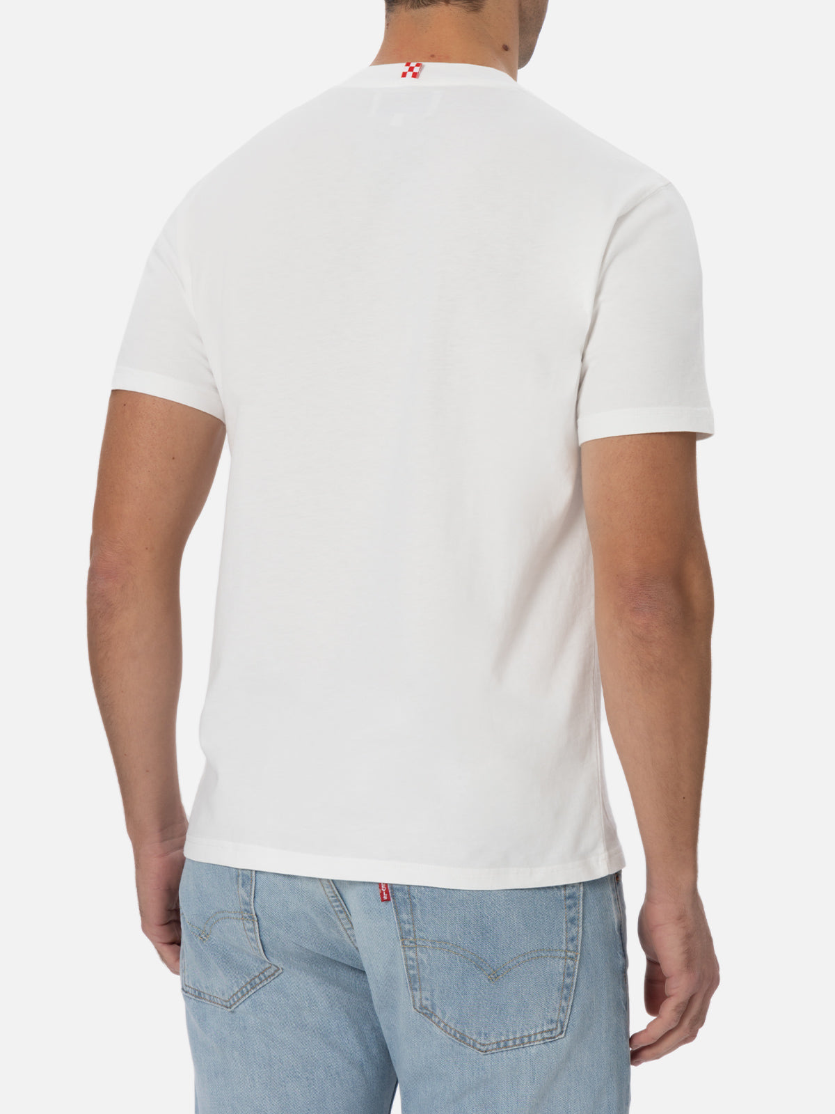 T-shirt bianca in cotone da uomo Connor con ricamo My Life is Complicated