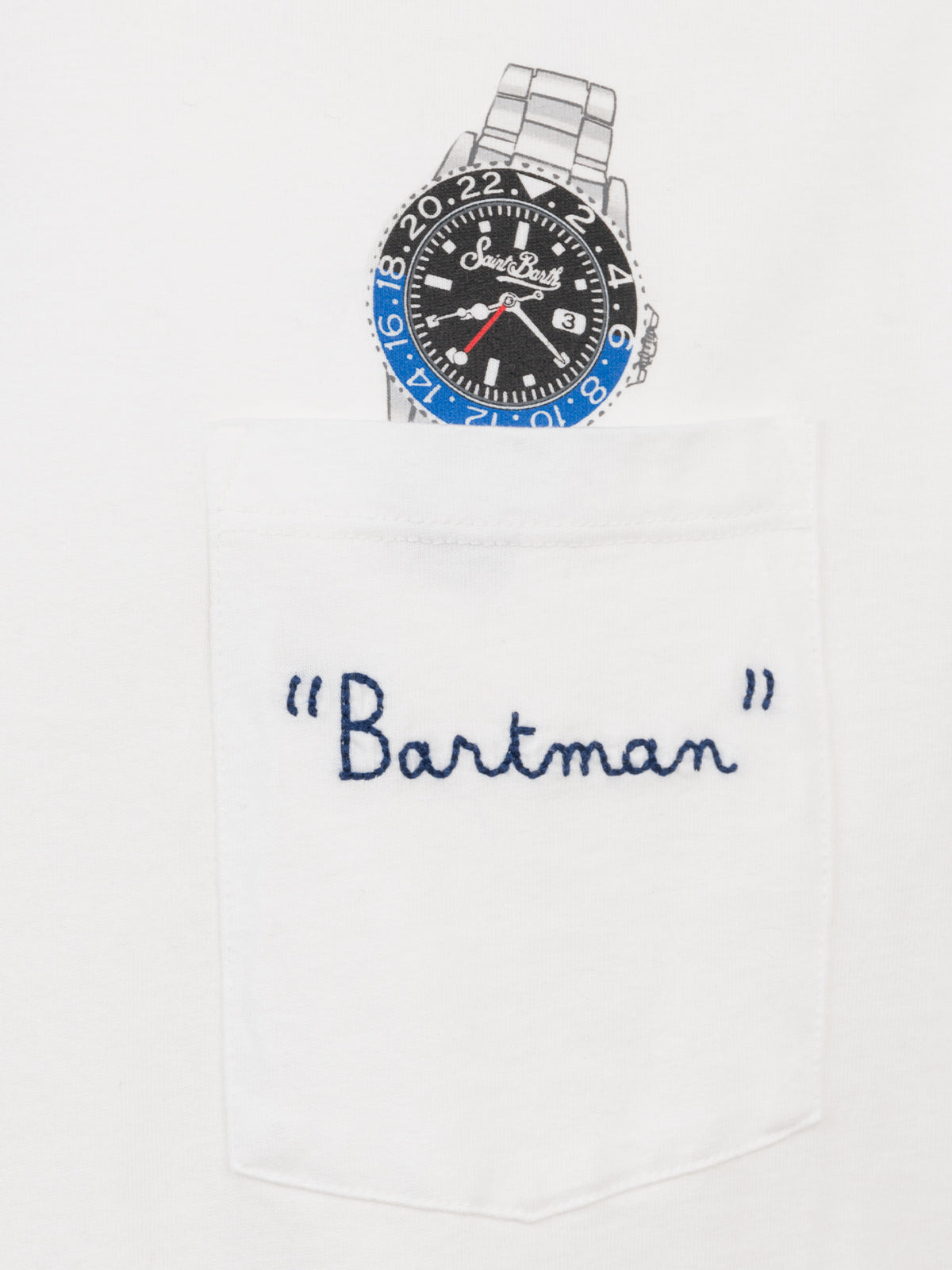 T-shirt bianca in cotone da uomo Connor con ricamo Bartman
