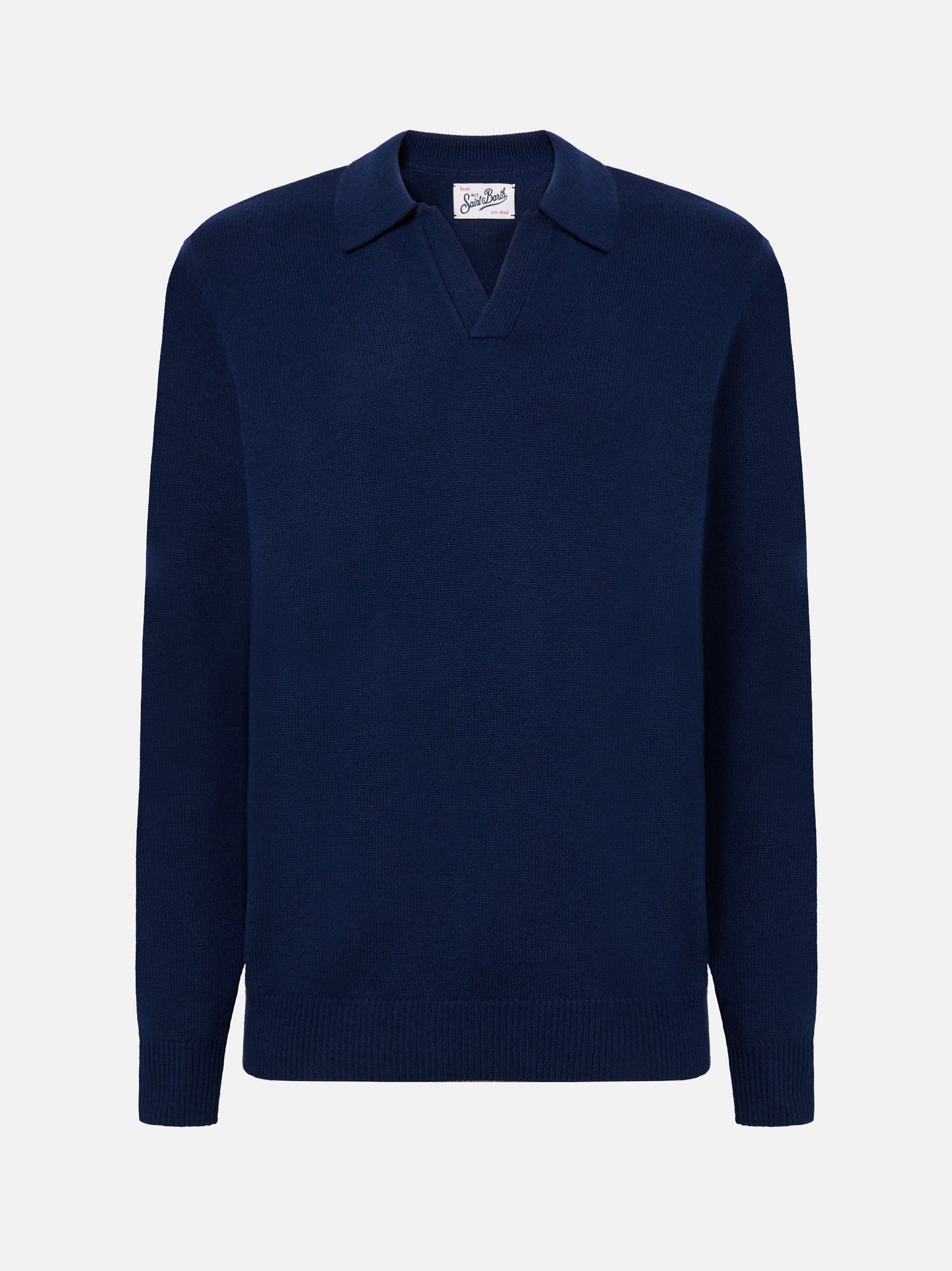 Marineblaues Polohemd aus reiner Wolle von Covent