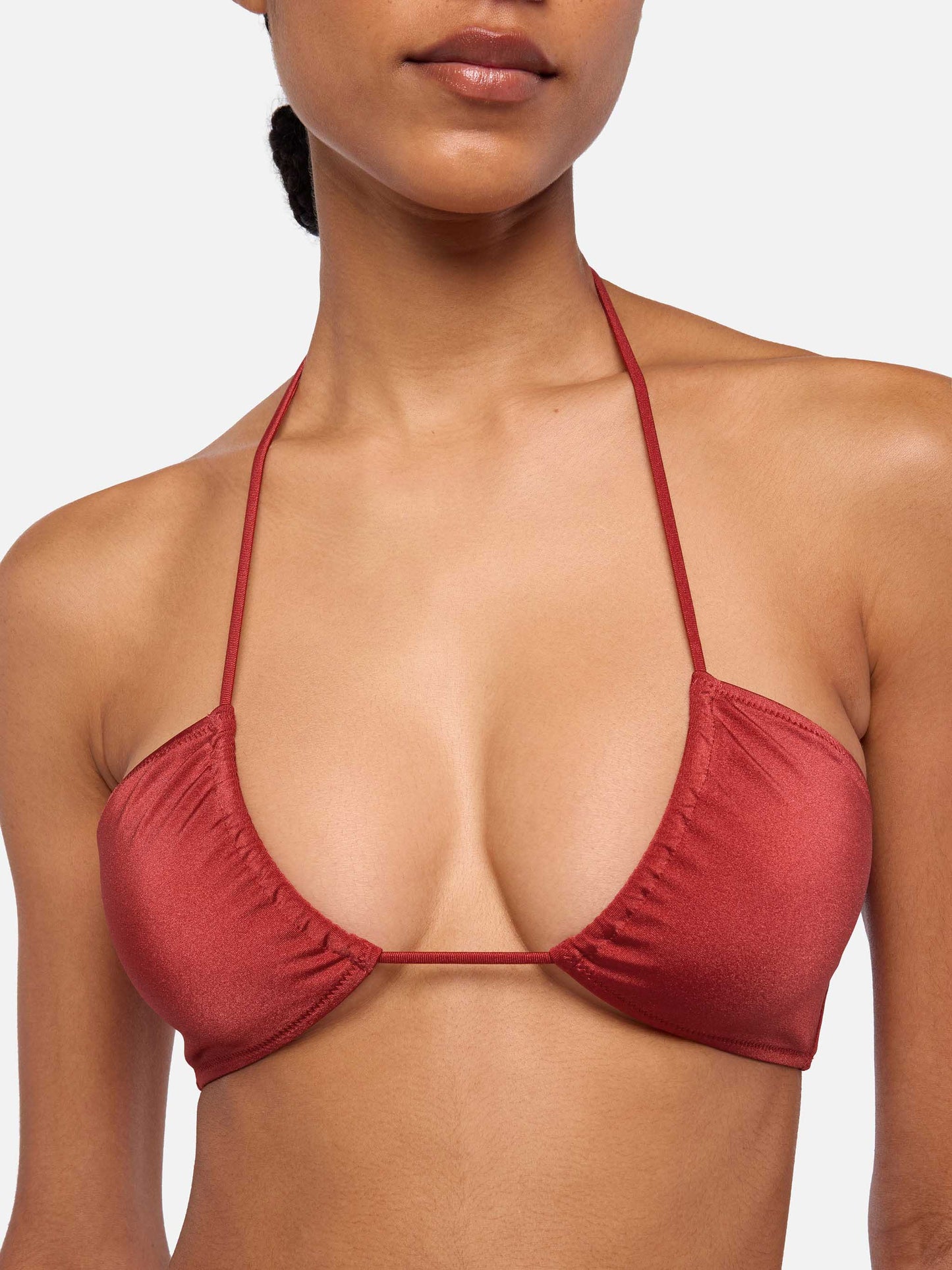 Dahlia shimmer brick red bandeau top