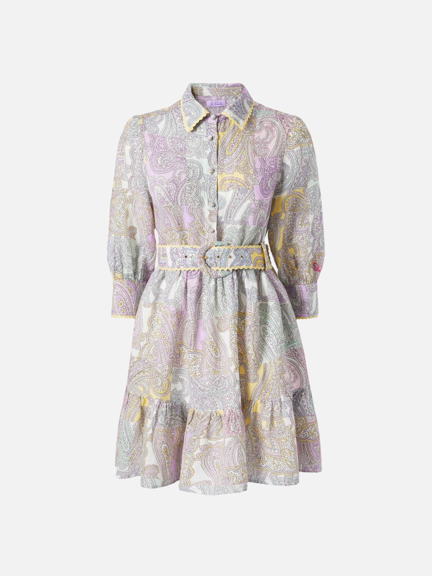 Short dress Daisi Linen with paisley print