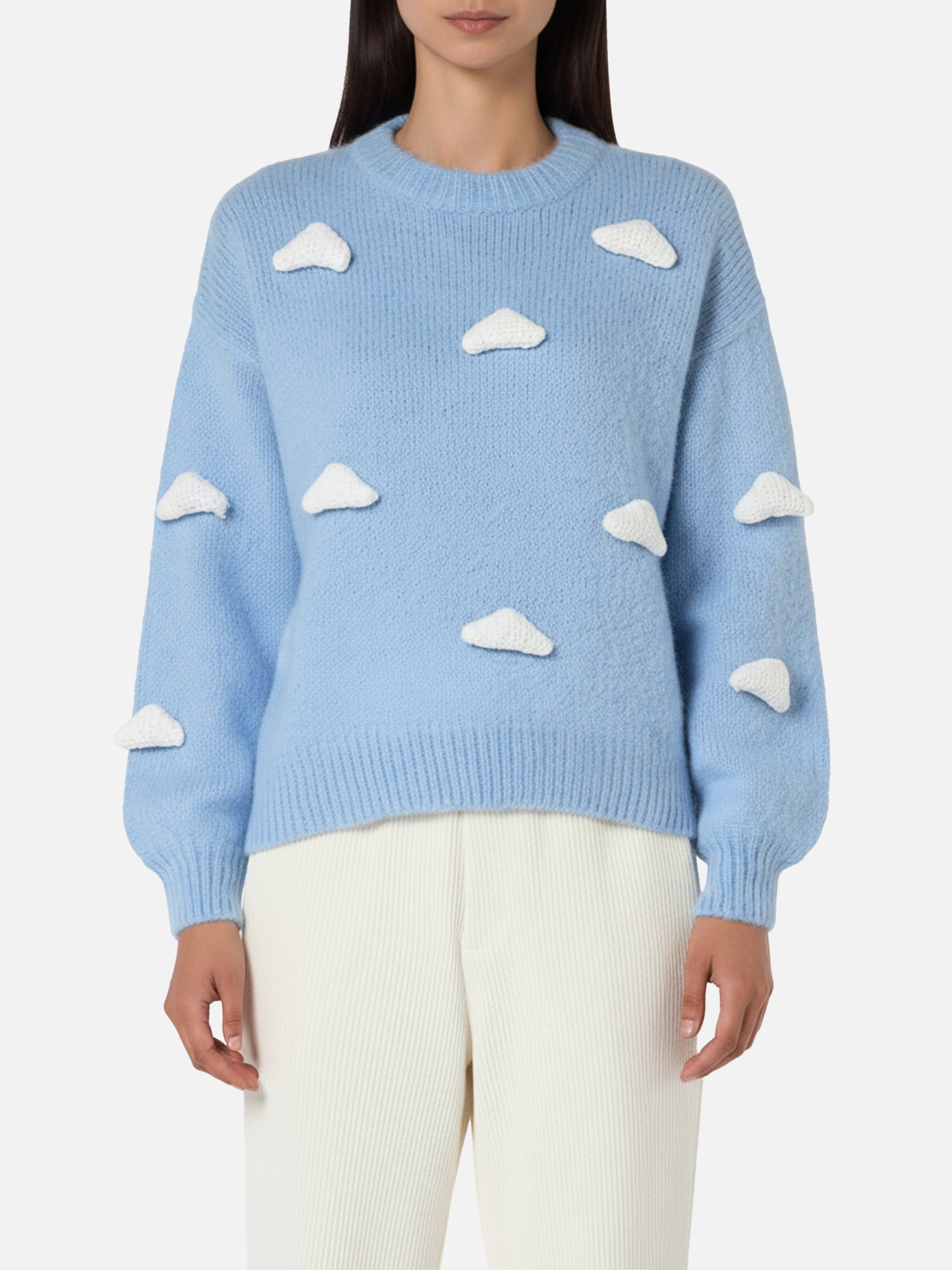 Pullover aus gebürstetem Strick mit Wolkendetails