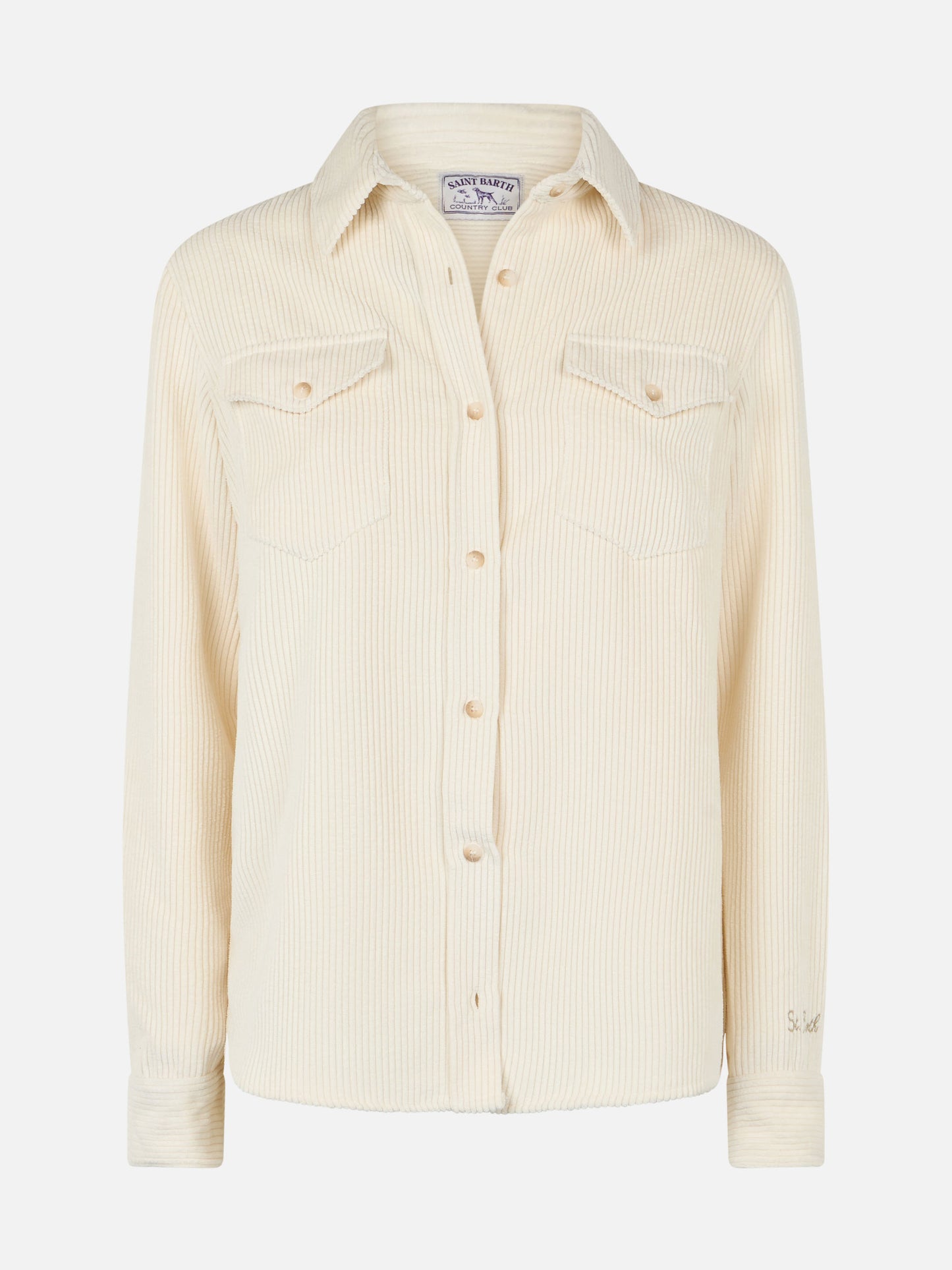 Woman beige corduroy-like shirt Deer - MC2 Saint Barth