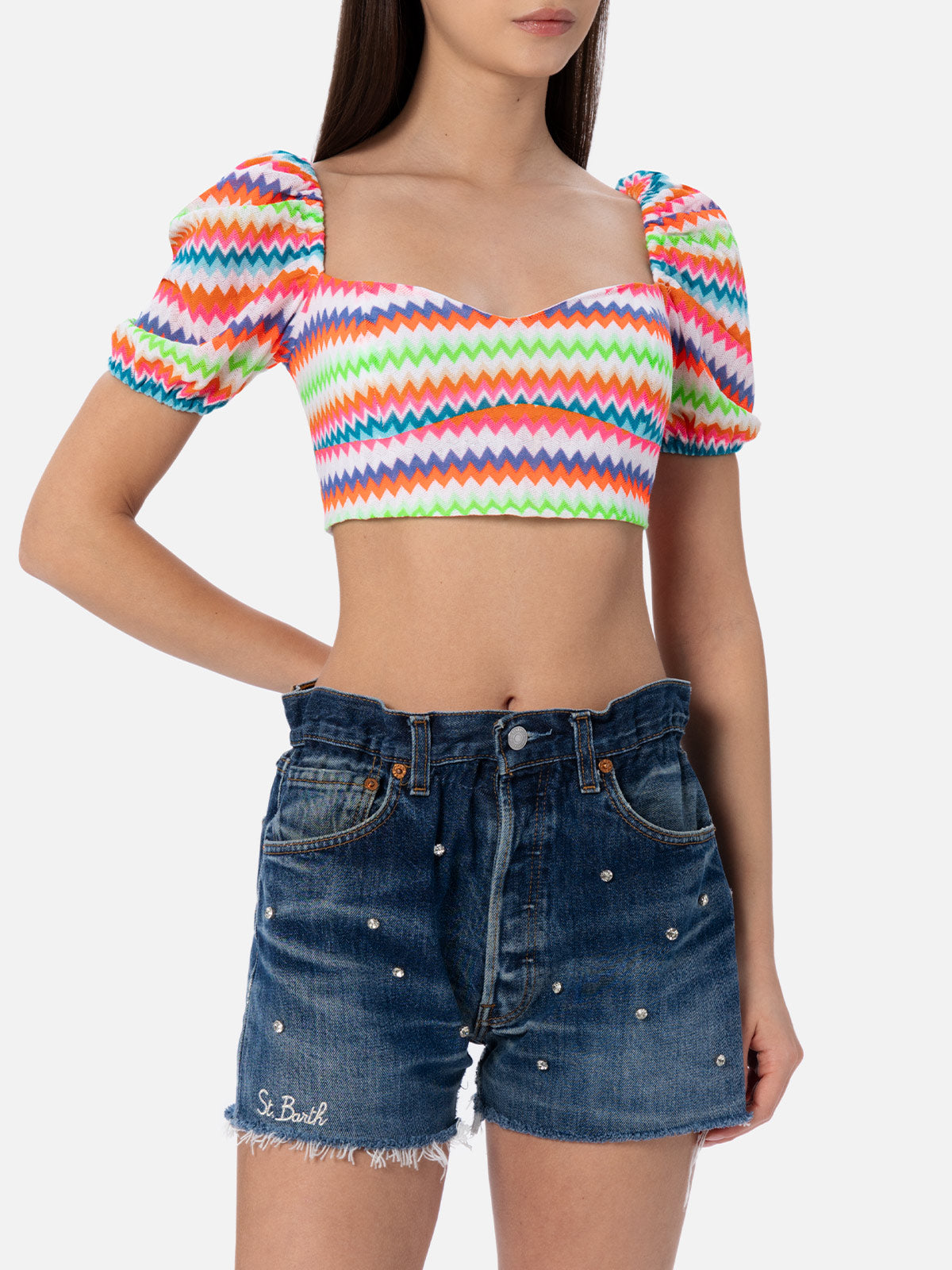 Woman raschel knit cropped top - MC2 Saint Barth