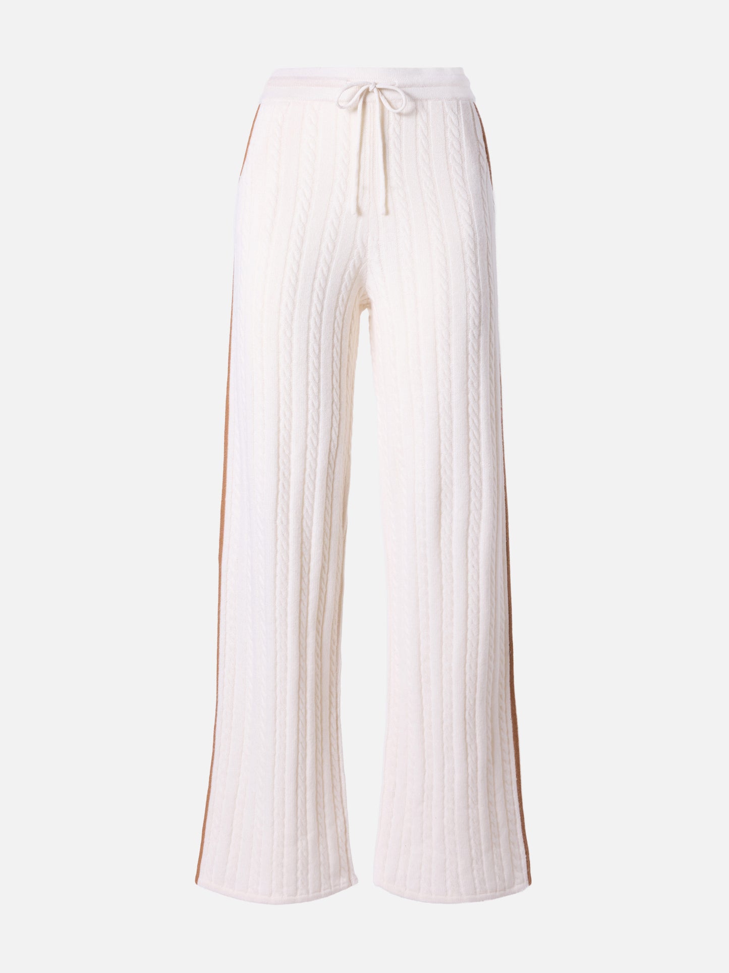 Dinard cable-knit trousers in white wool with St. Barth embroidery