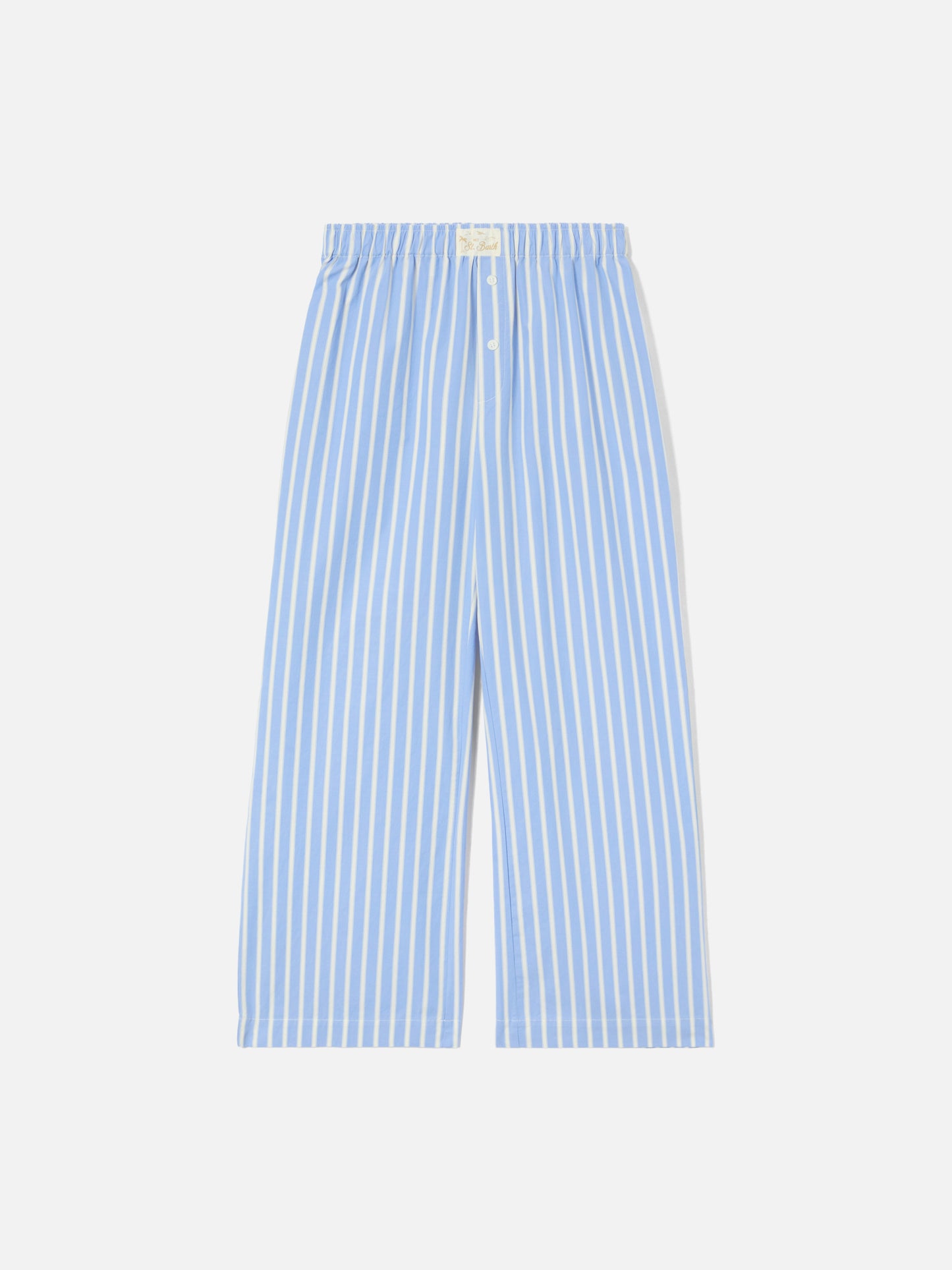 Light blue striped Doha poplin trousers