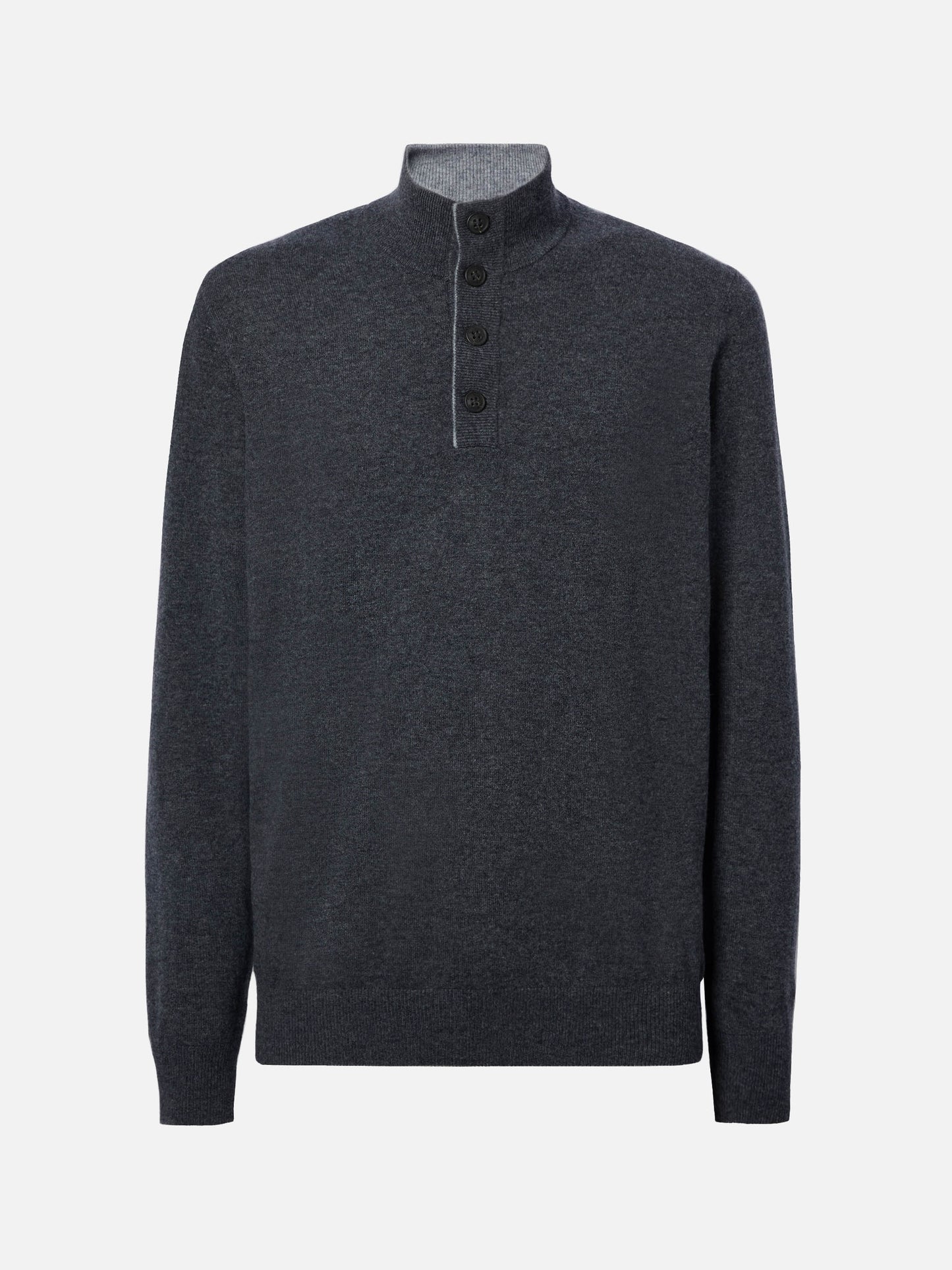 Half-zip sweater in anthracite merino wool and cashmere