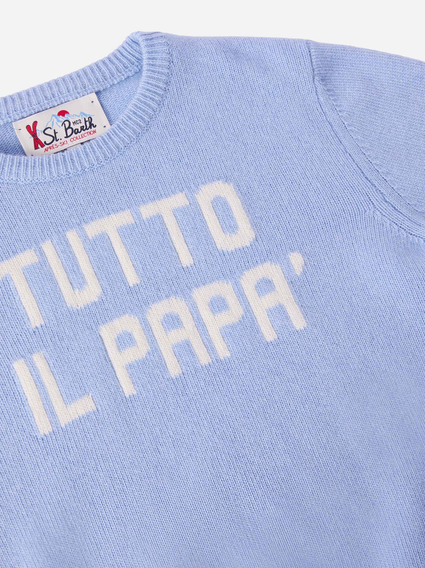 Maglione girocollo azzurro Douglas con jacquard Tutto il papà