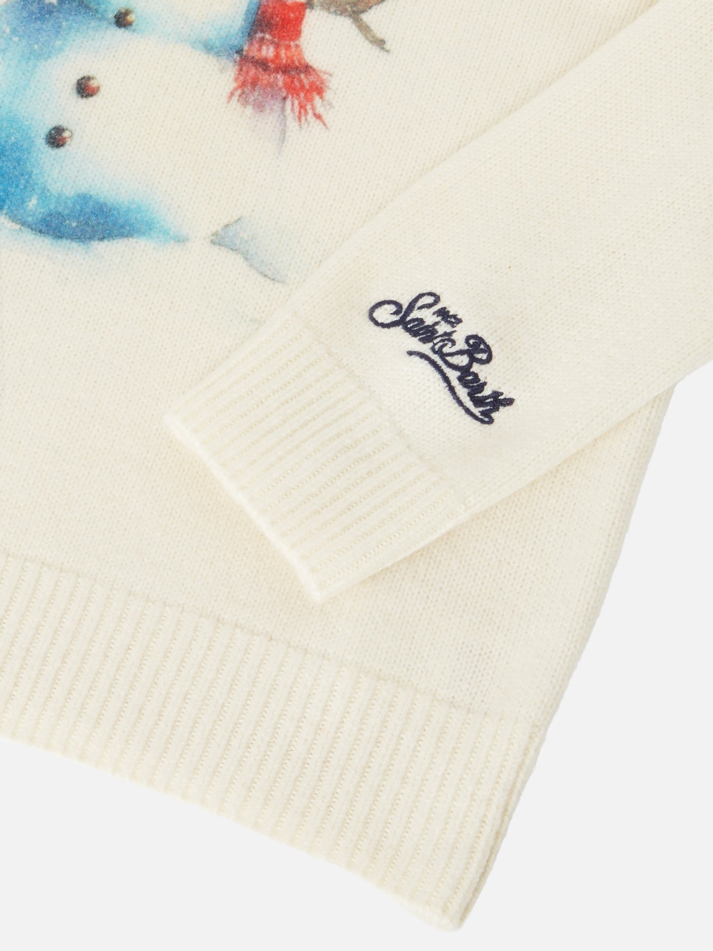 Girocollo Douglas bianco con ricamo Let it snow