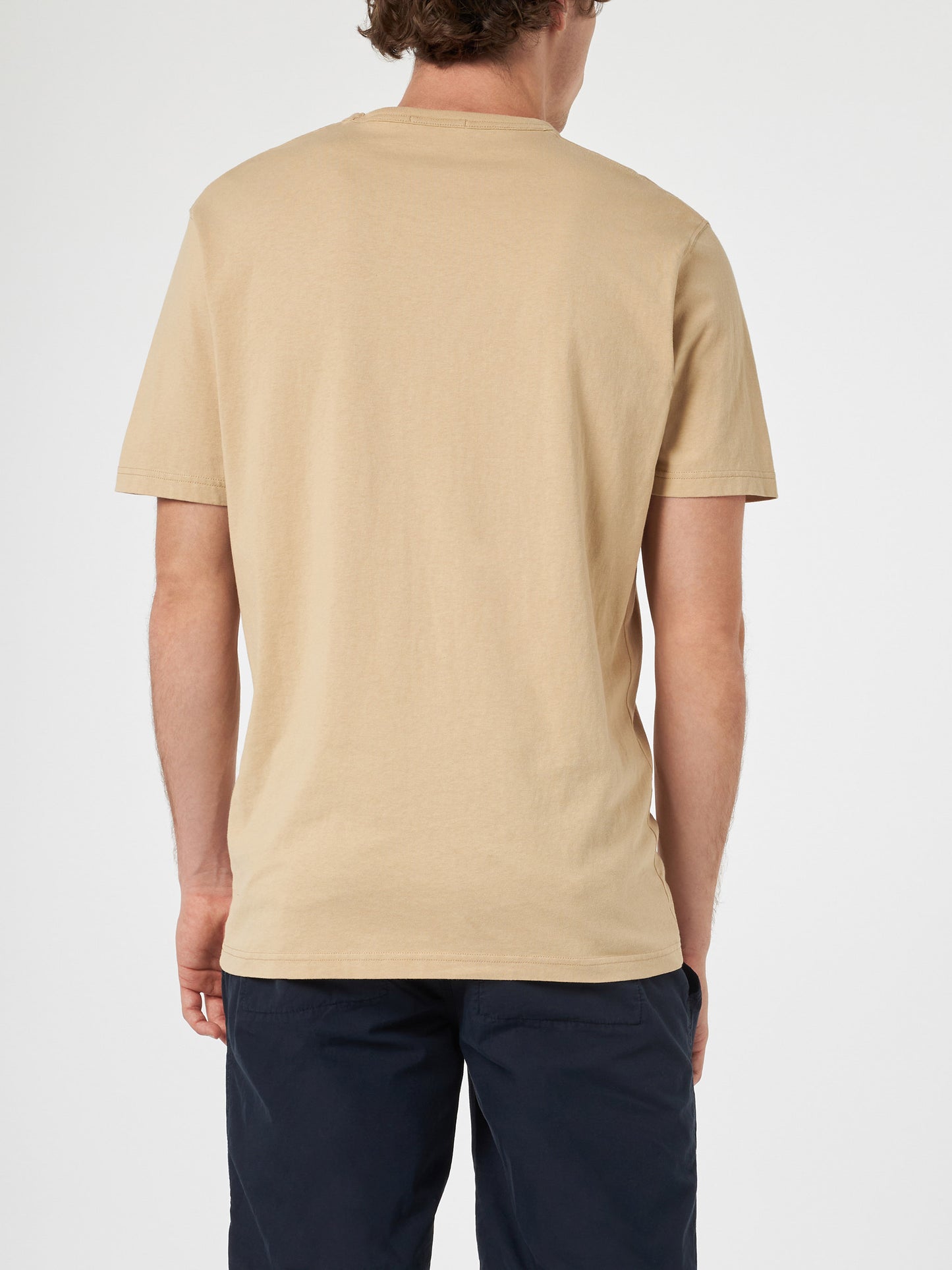 Man beige cotton jersey t-shirt Dover with St. Barth embroidery - MC2 Saint Barth