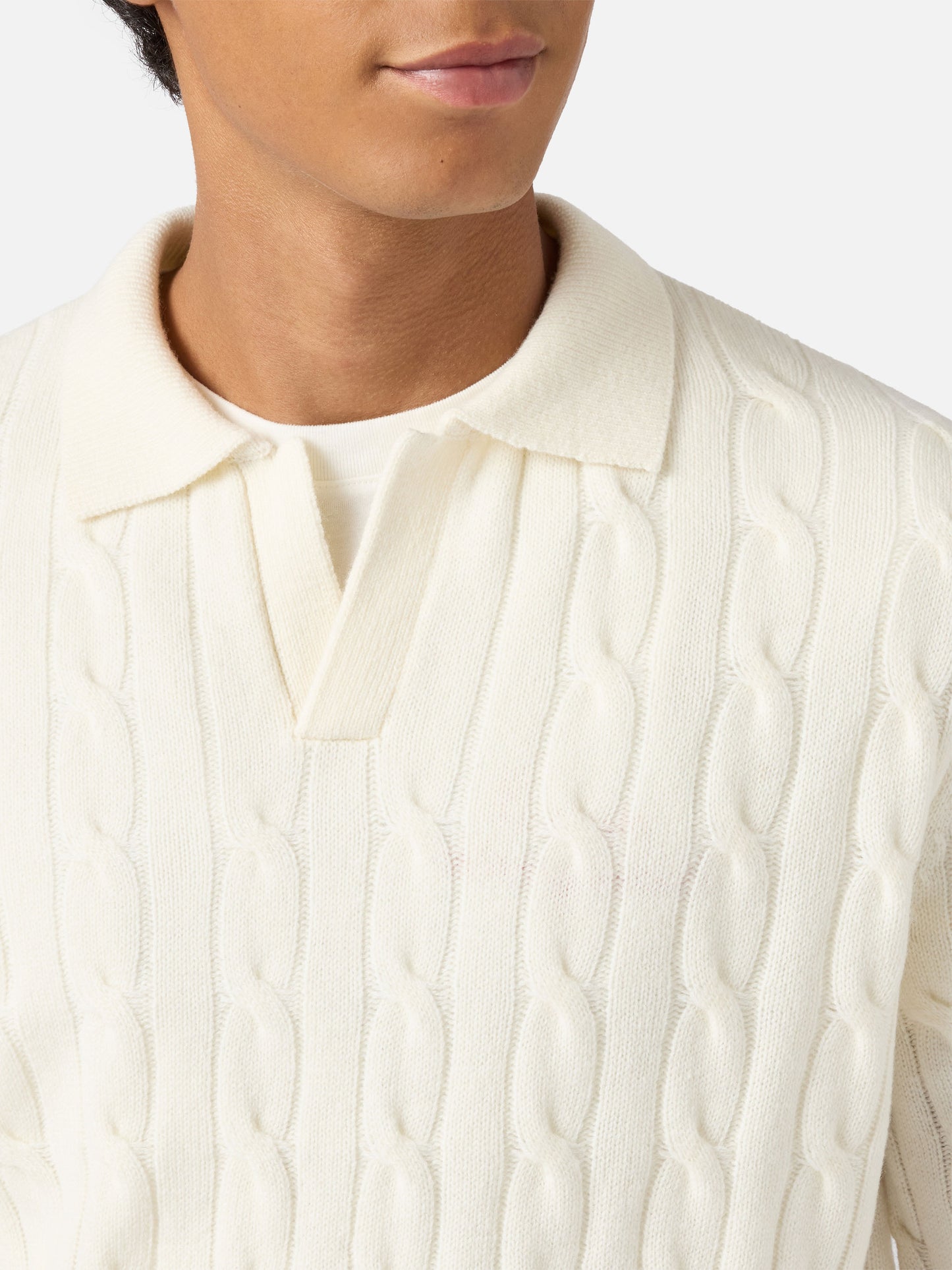 Polo in maglia Downing in lana bianco