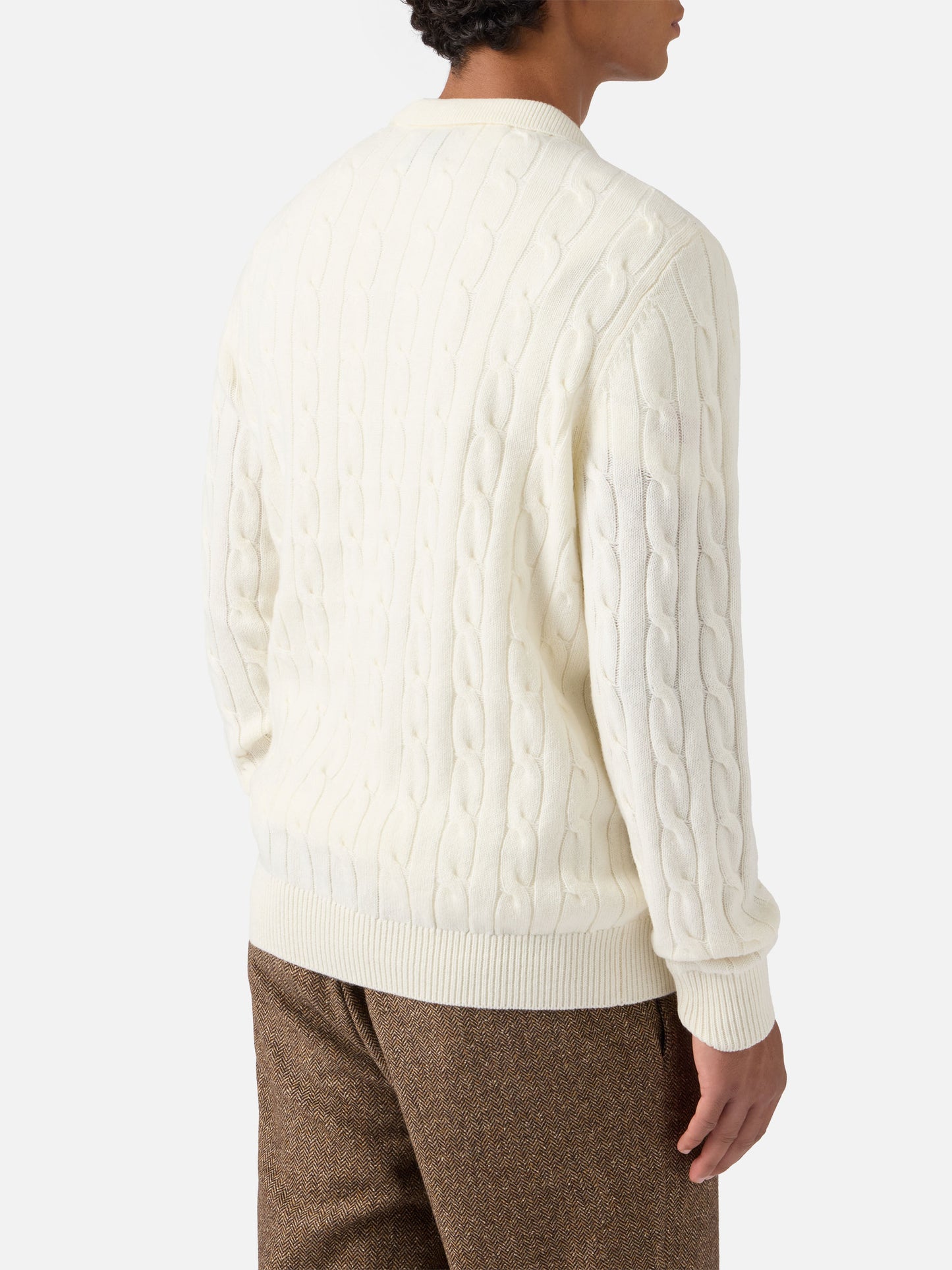 Polo in maglia Downing in lana bianco