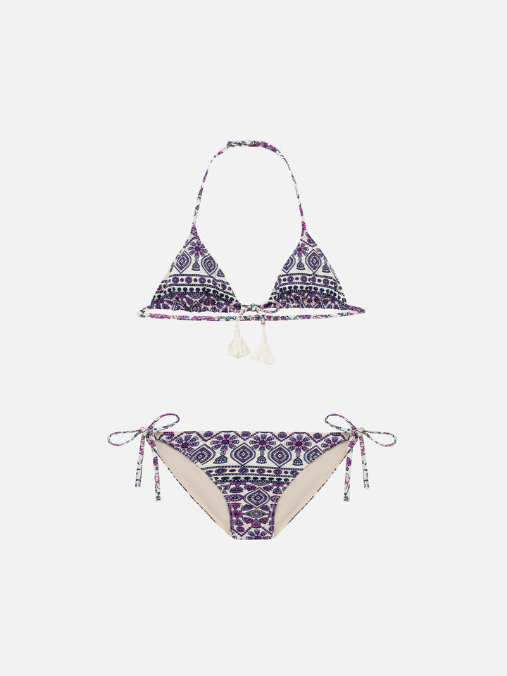 Rosafarbener Mädchenbikini mit Zigeunermuster