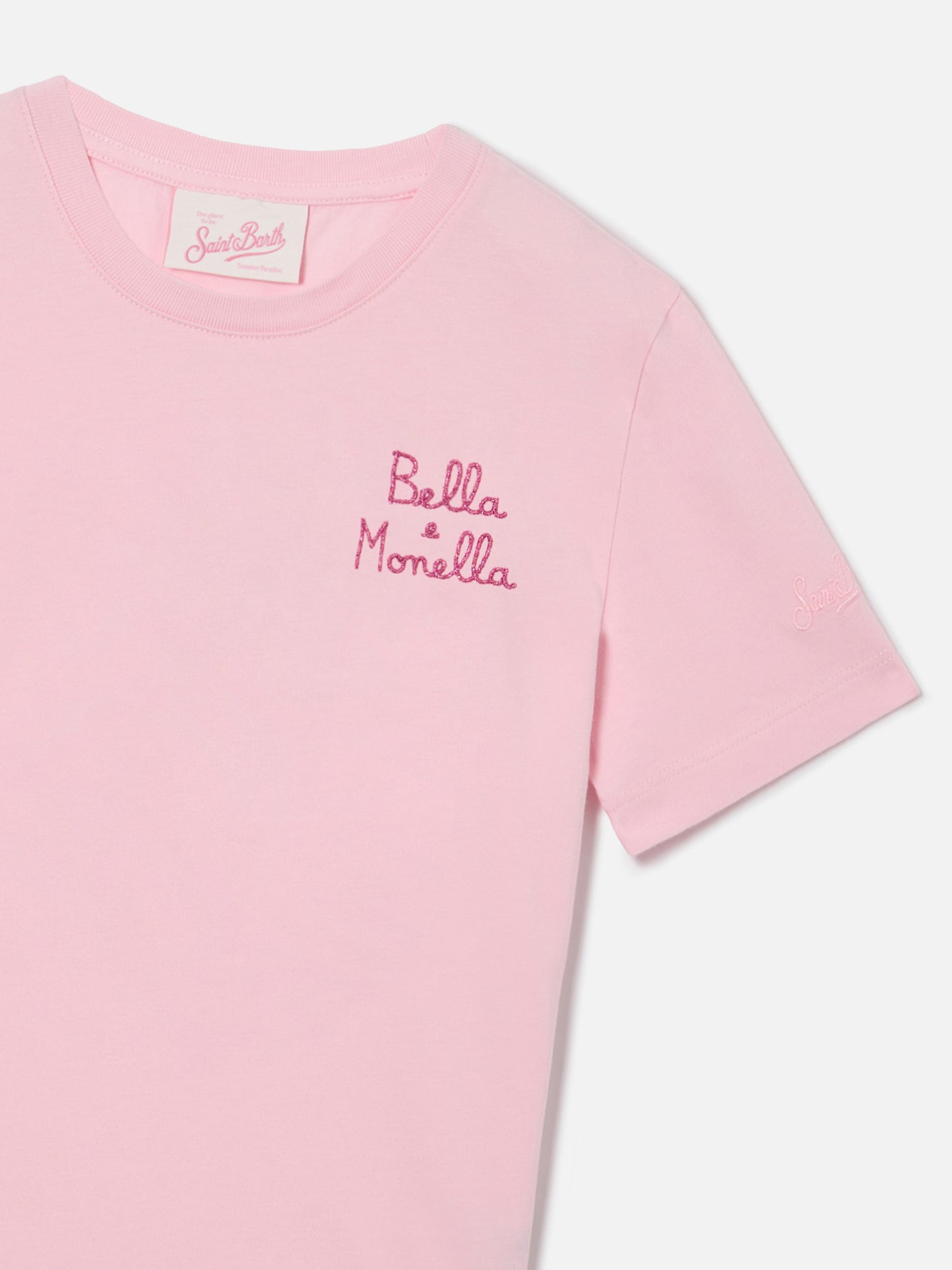 T-shirt Elly en coton rose avec broderie Bella Monella