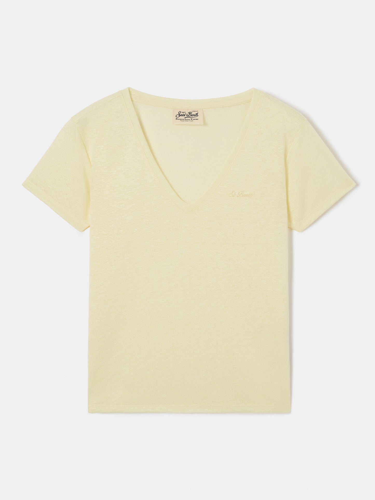 T-shirt Eloise en lin jaune avec logo brodé