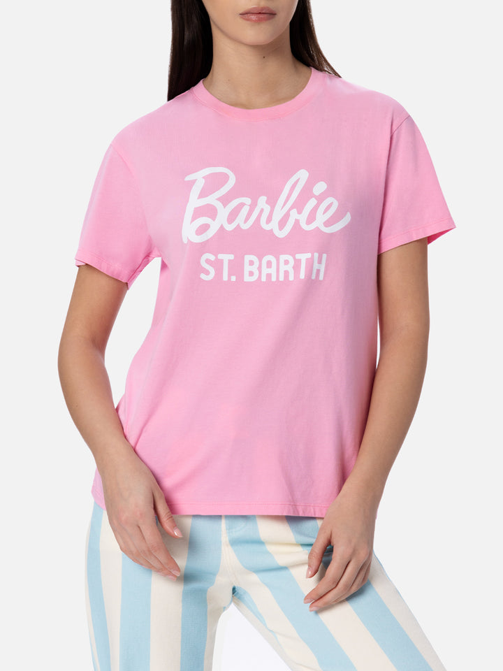 Woman cotton jersey crewneck t-shirt Emilie with Barbie St. Barth print | BARBIE SPECIAL EDITION - MC2 Saint Barth