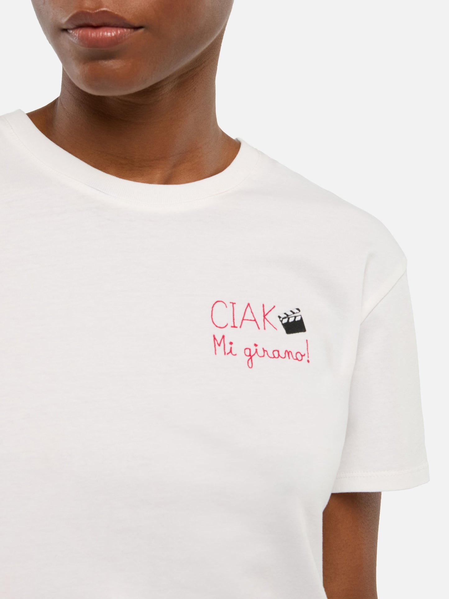 T-shirt Emilie in cotone con ricamo Ciak mi girano
