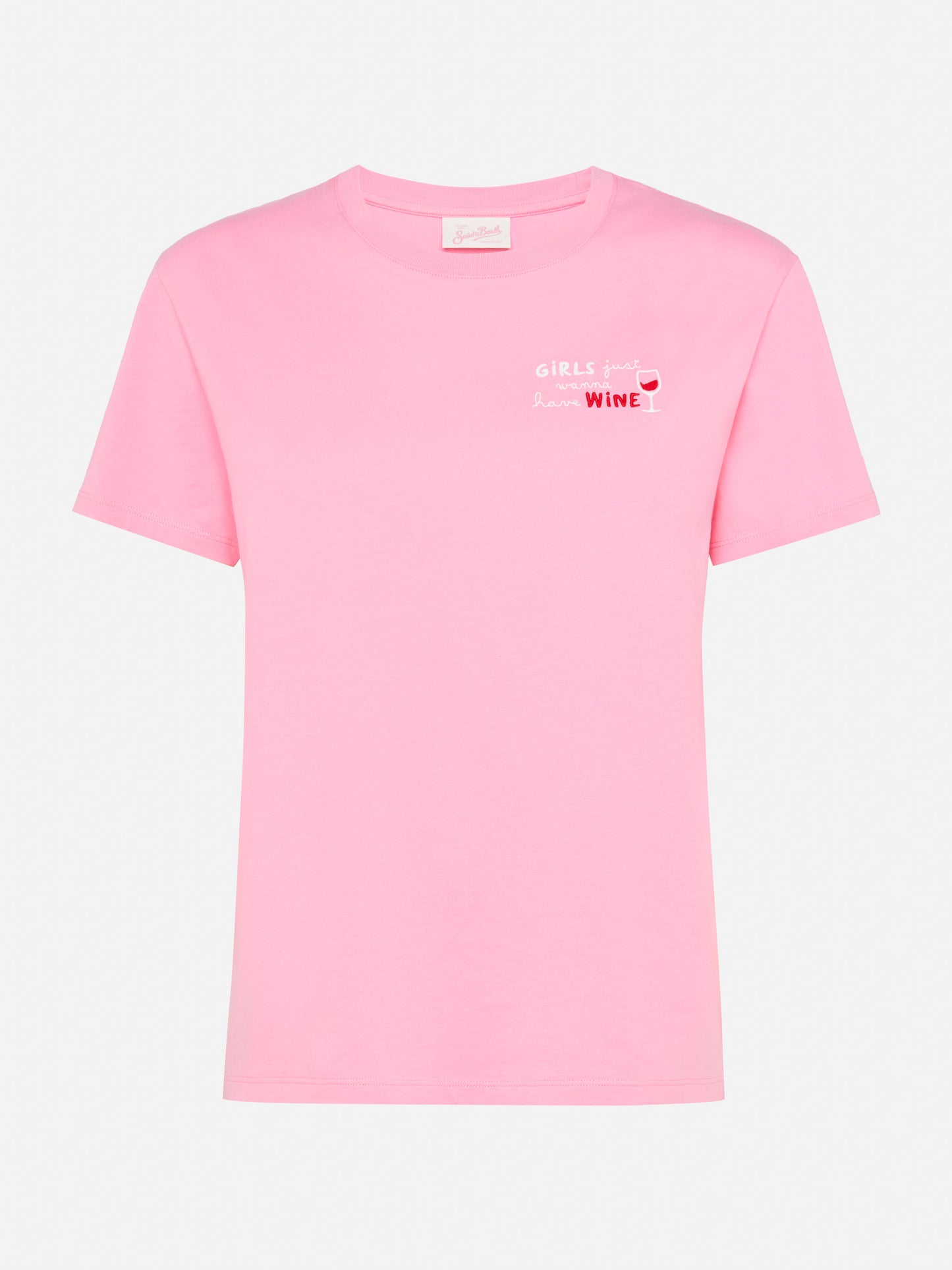 Emilie cotton t-shirt with Girls just wanna have wine embroidery - MC2 Saint Barth