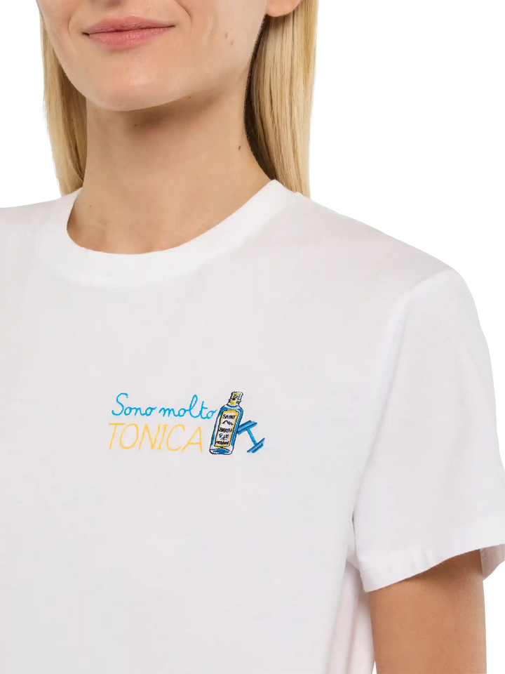 T-Shirt „Emilie“ aus Baumwolle mit „Sono molto tonica“-Stickerei