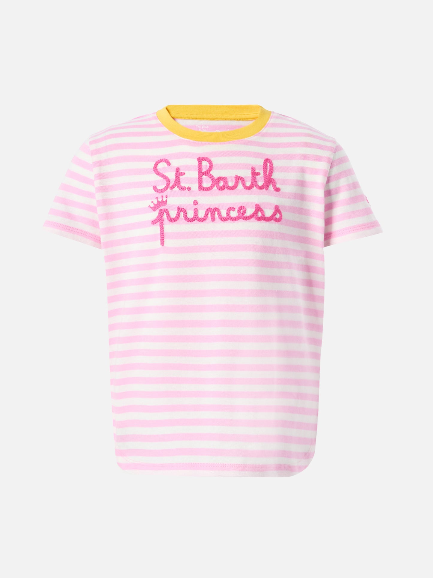 Cotton t-shirt Emma with striped print and St. Barth Princess embroidery