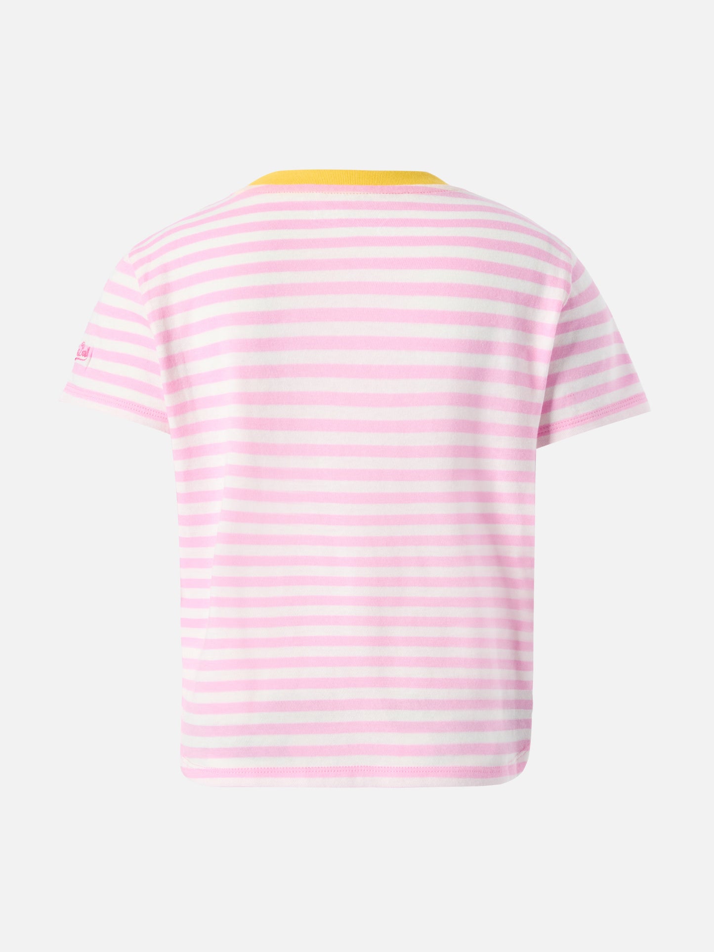 Cotton t-shirt Emma with striped print and St. Barth Princess embroidery