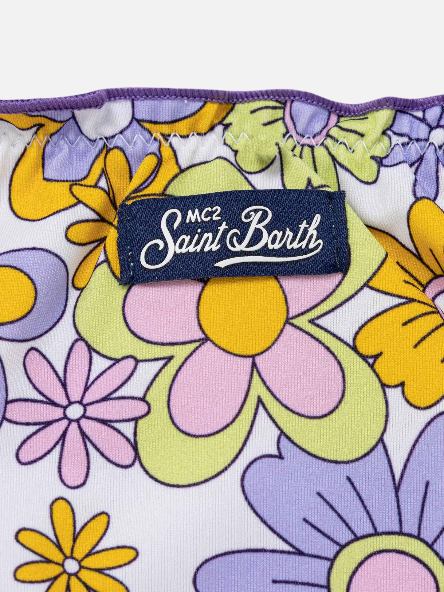 Girl bandeau bikini with multicolor flowers print - MC2 Saint Barth