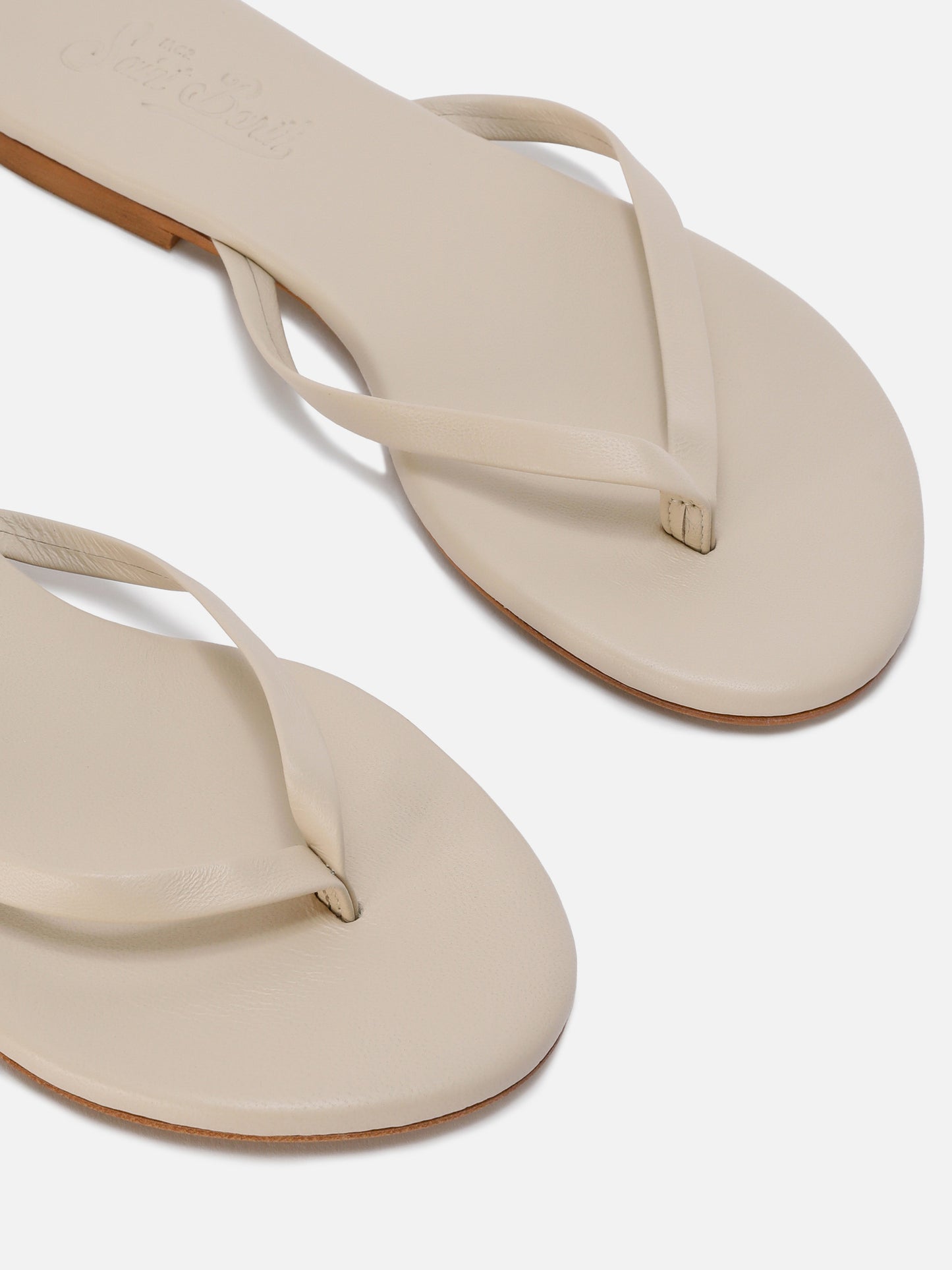 Essentials real leather flip flops in powder pink