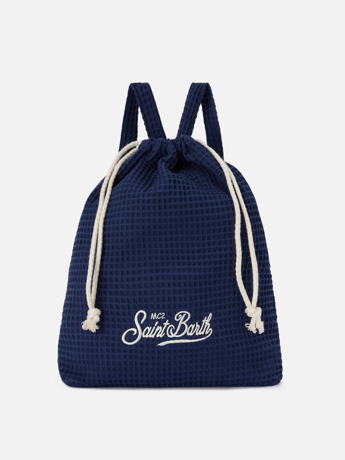 Toalla de playa azul con bolsa integrada