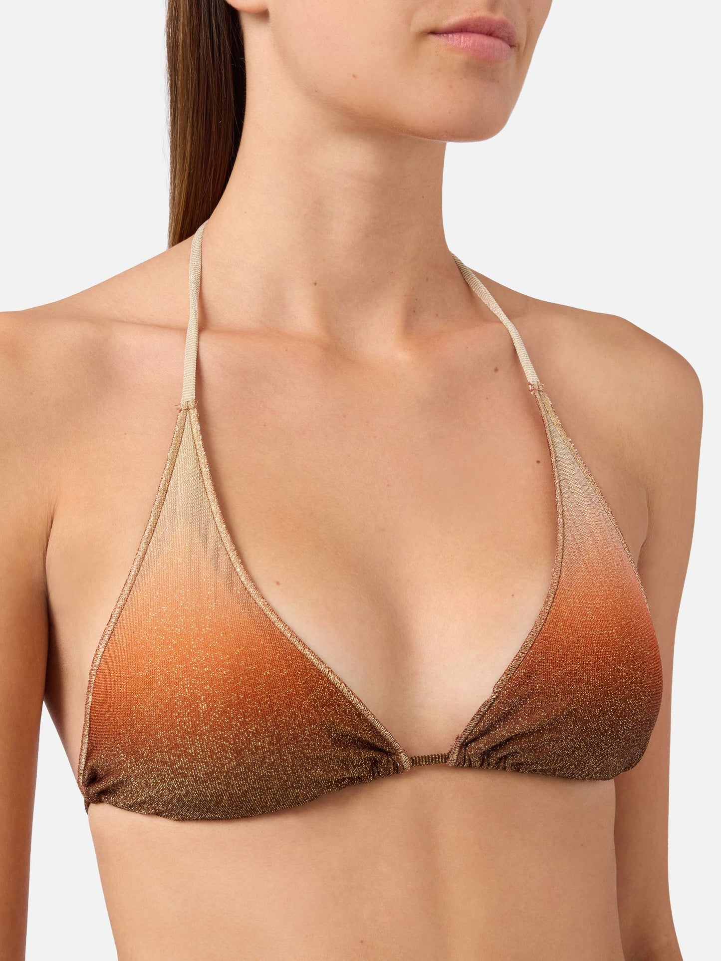 Top bikini Guiana Overlock triangolo in lurex degrade