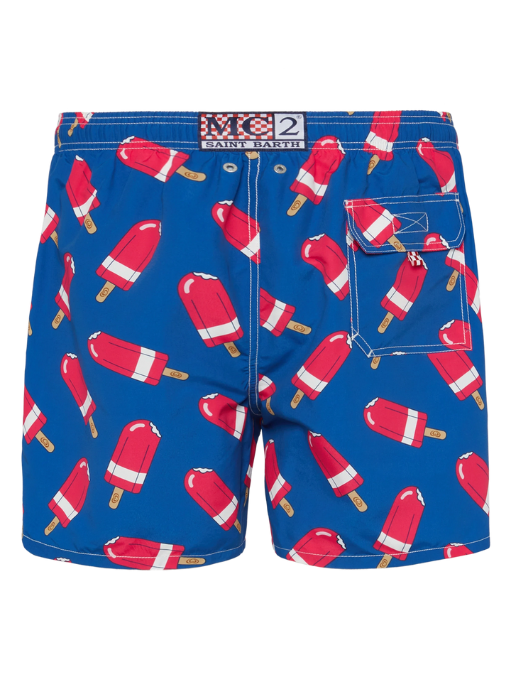 Mid-length Gustavia swim-shorts with Fior di Fragola print | ALGIDA SPECIAL EDITION - MC2 Saint Barth