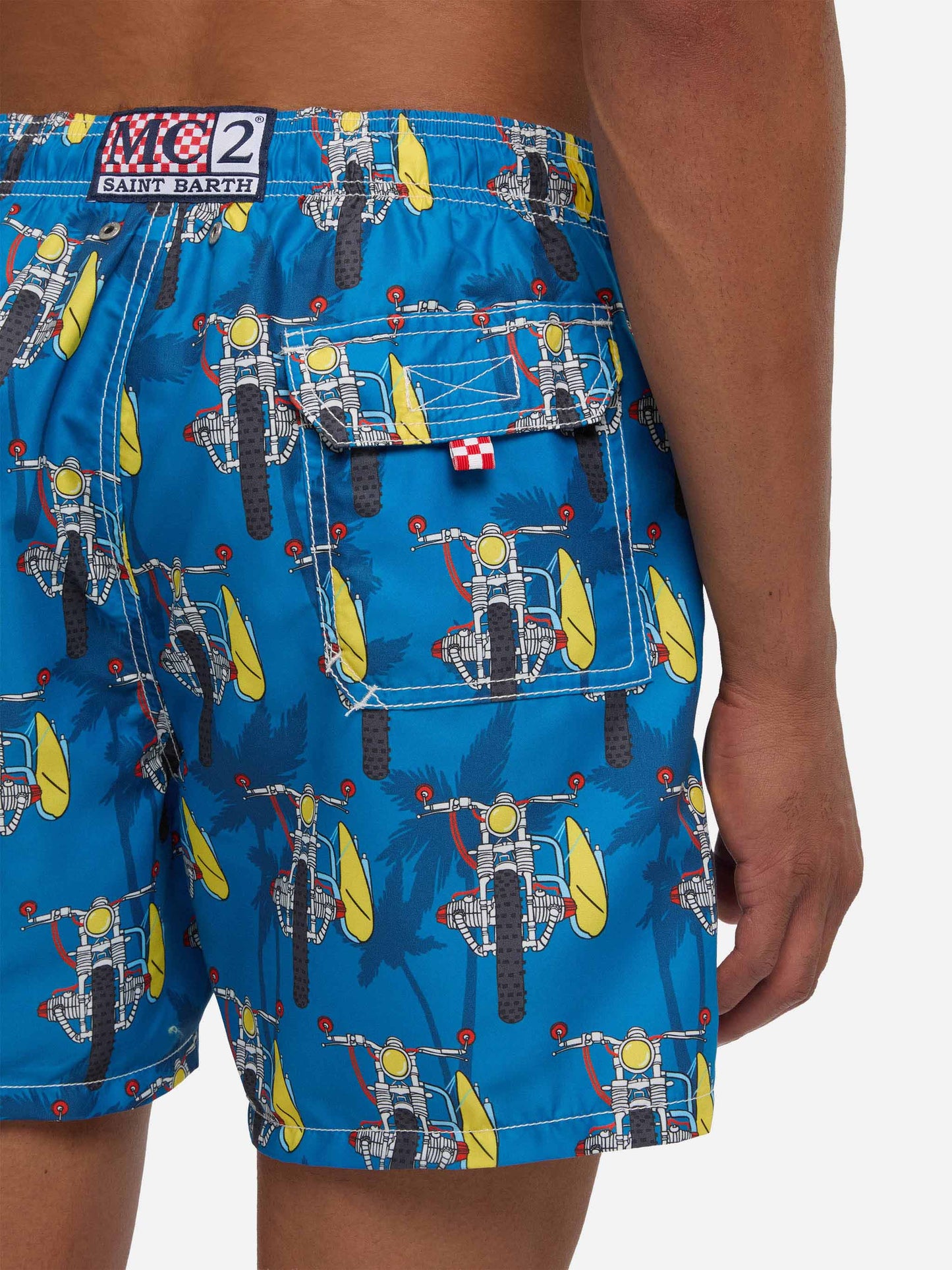 Mittellange Badeshorts mit Surfmotorrad