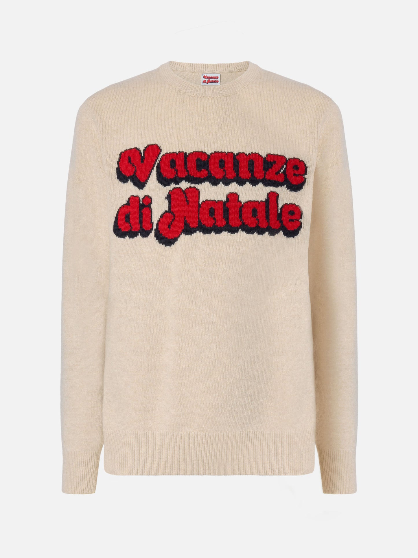 Beige sweater Heron with Vacanze di Natale jacquard | VACANZE DI NATALE SPECIAL EDITION