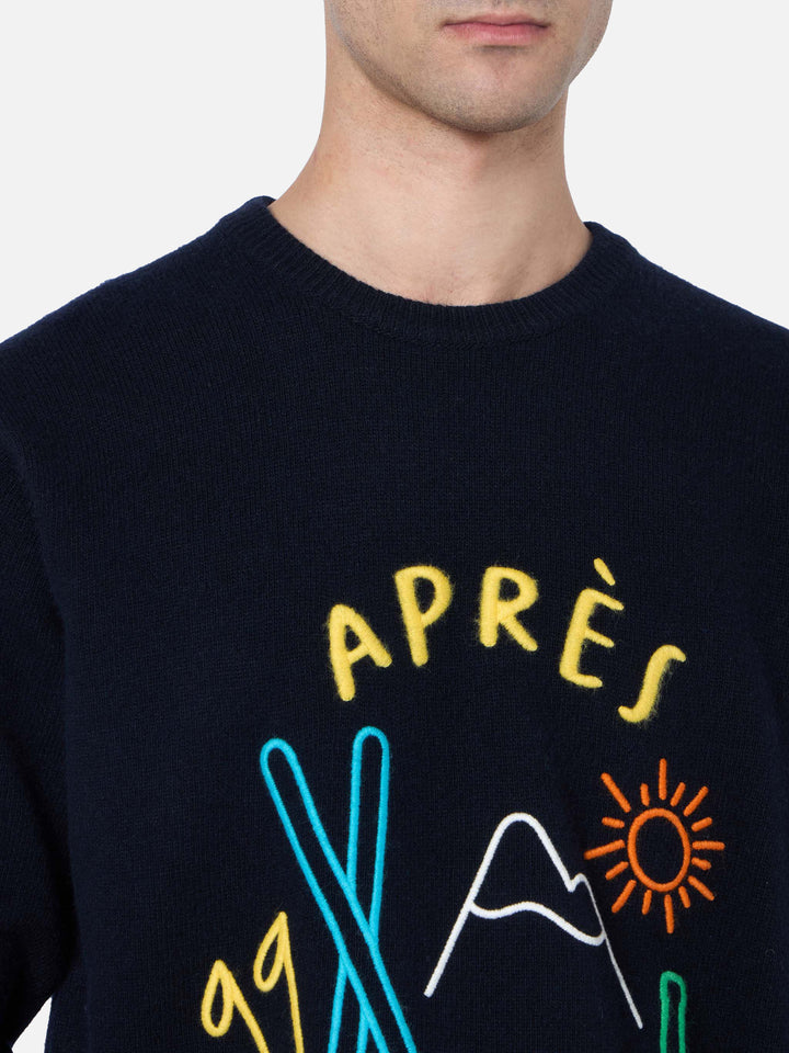 Man blue sweater Heron with Apres ski embroidery - MC2 Saint Barth