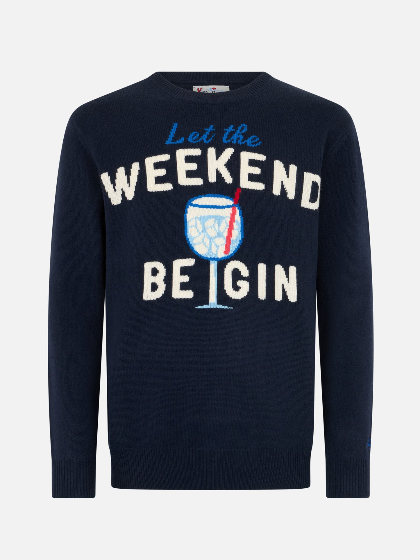 Man blue sweater Heron with Weekend be gin jacquard - MC2 Saint Barth