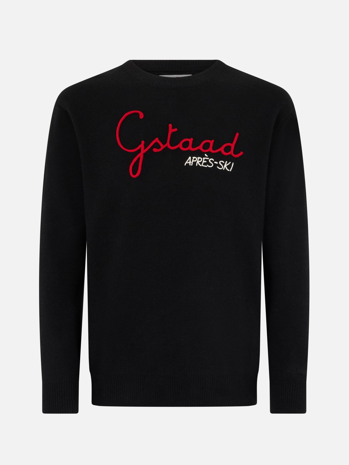 Man black sweater Heron with Gstaad Apres ski embroidery - MC2 Saint Barth