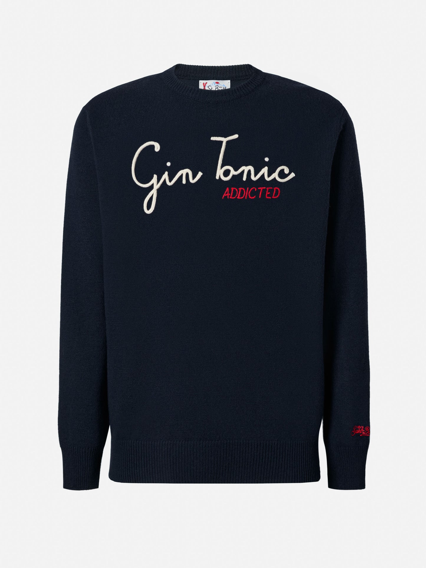 Sudadera con cuello redondo azul marino Heron con bordado Gin Tonic Addicted